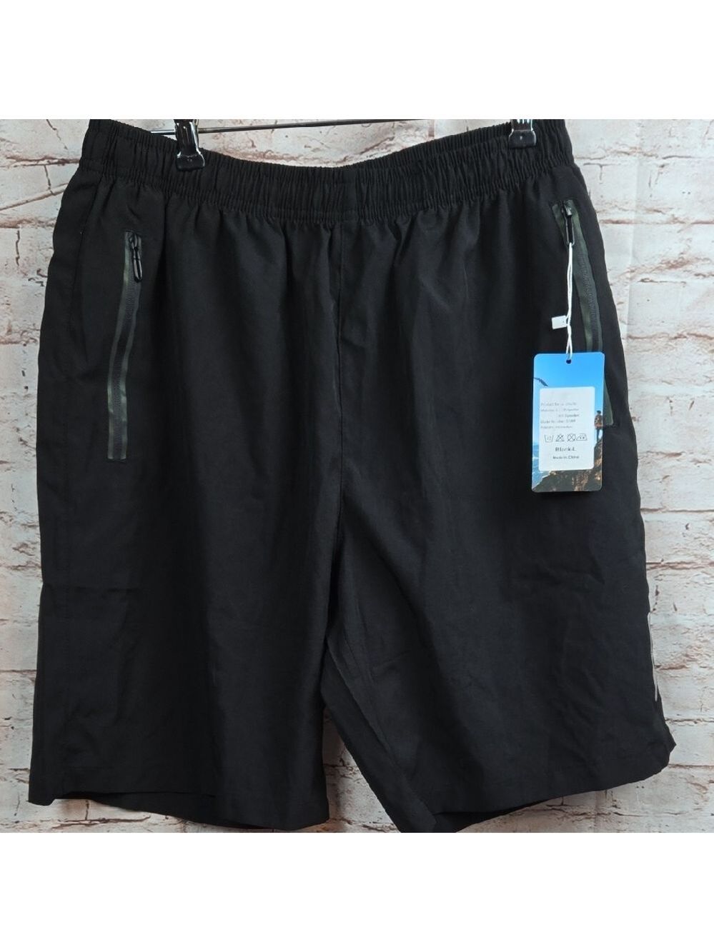 Source Unknown Black Athletic Shorts Elastic Waistband